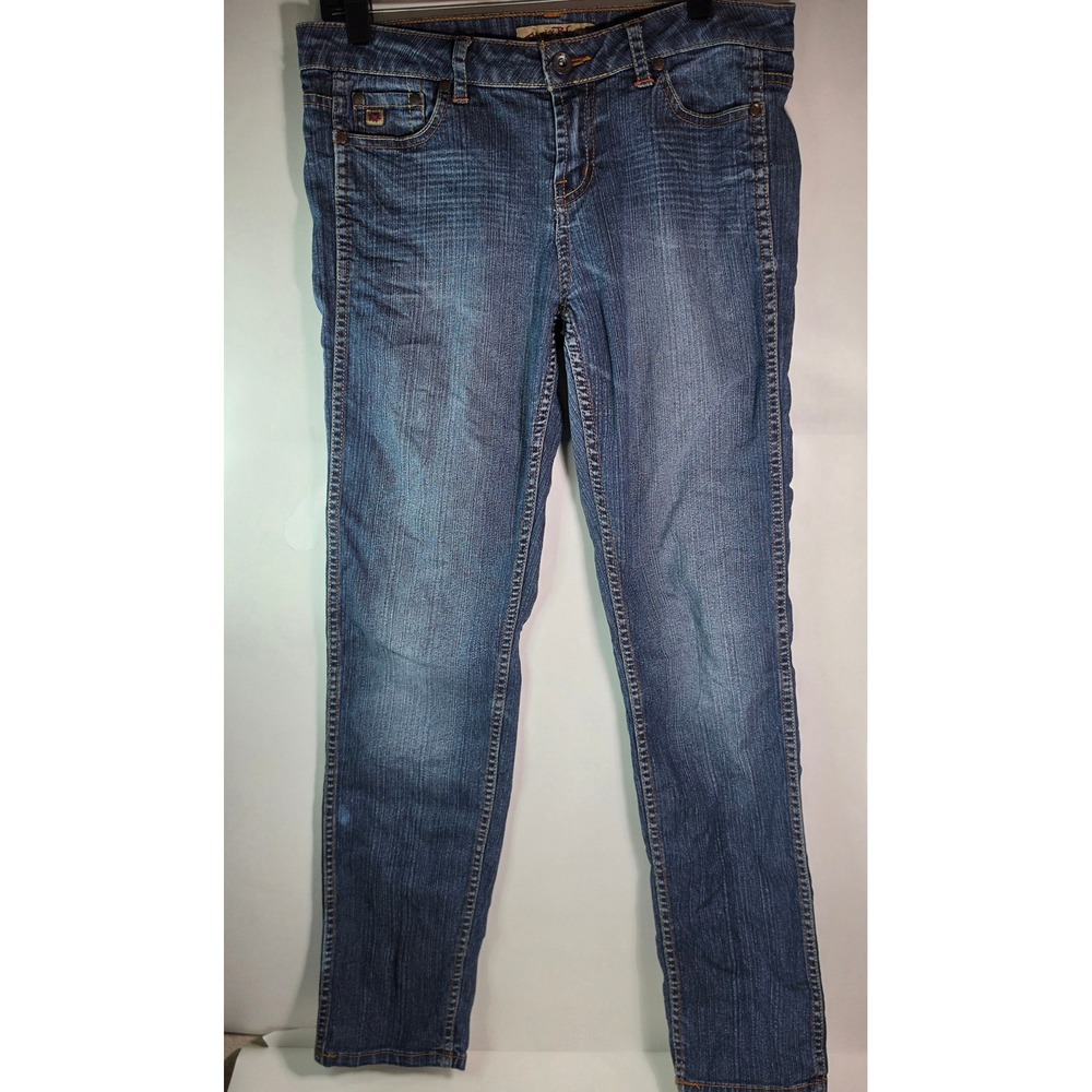 Vtg Paris Blues Low Rise Jeans Womens 9 Distressed Bleach Spot Stretch Y2K Denim